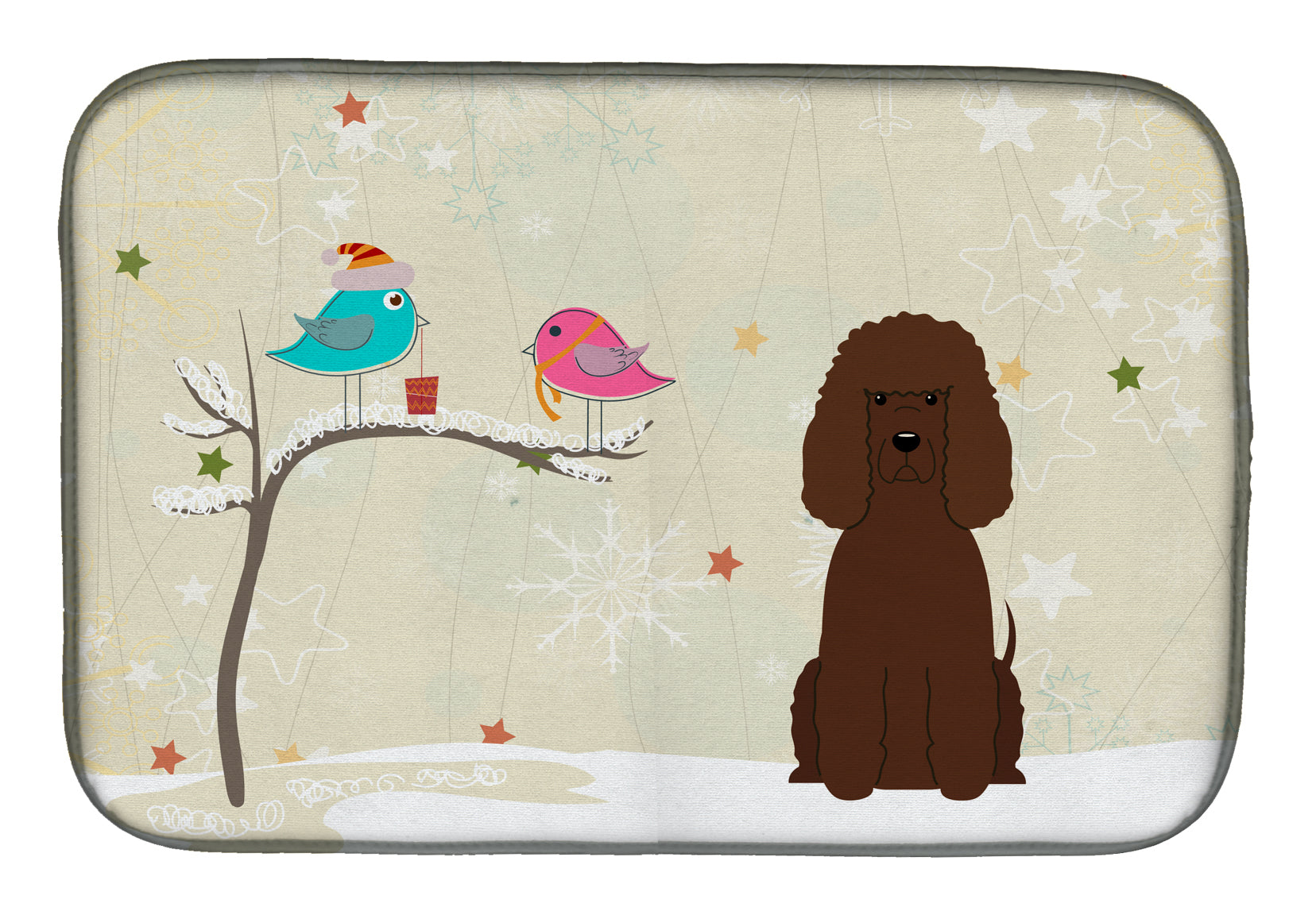 Christmas Presents between Friends Irish Water Spaniel Dish Drying Mat BB2535DDM  the-store.com.