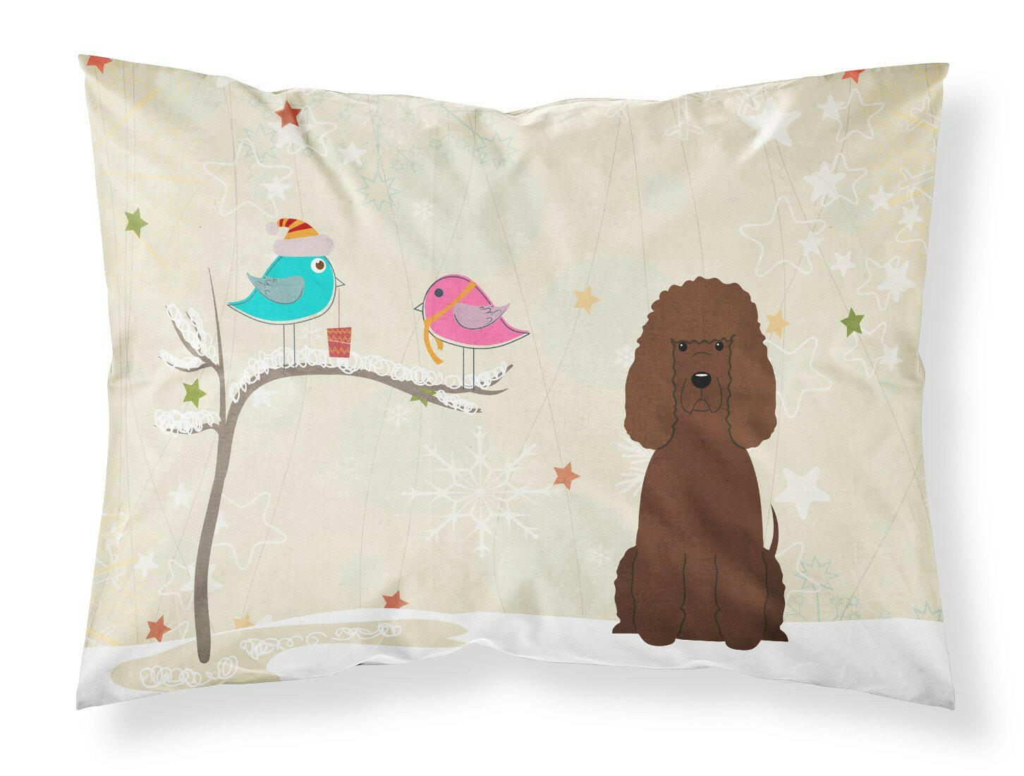 Christmas Presents between Friends Irish Water Spaniel Fabric Standard Pillowcase BB2535PILLOWCASE by Caroline's Treasures