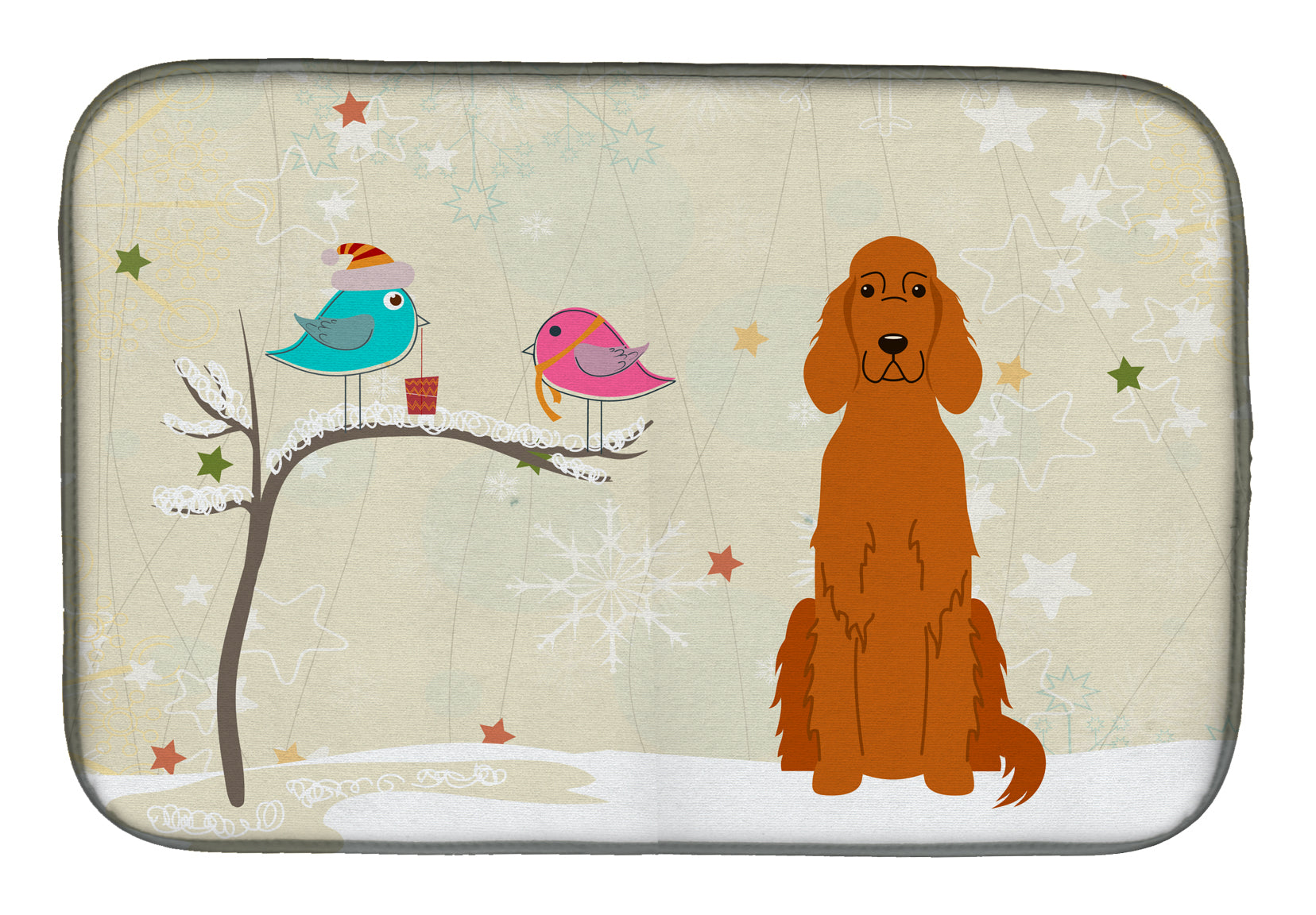 Christmas Presents between Friends Irish Setter Dish Drying Mat BB2536DDM  the-store.com.