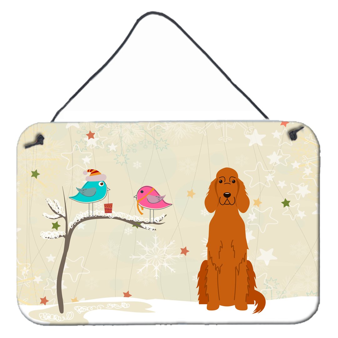 Christmas Presents between Friends Irish Setter Wall or Door Hanging Prints BB2536DS812 by Caroline&#39;s Treasures