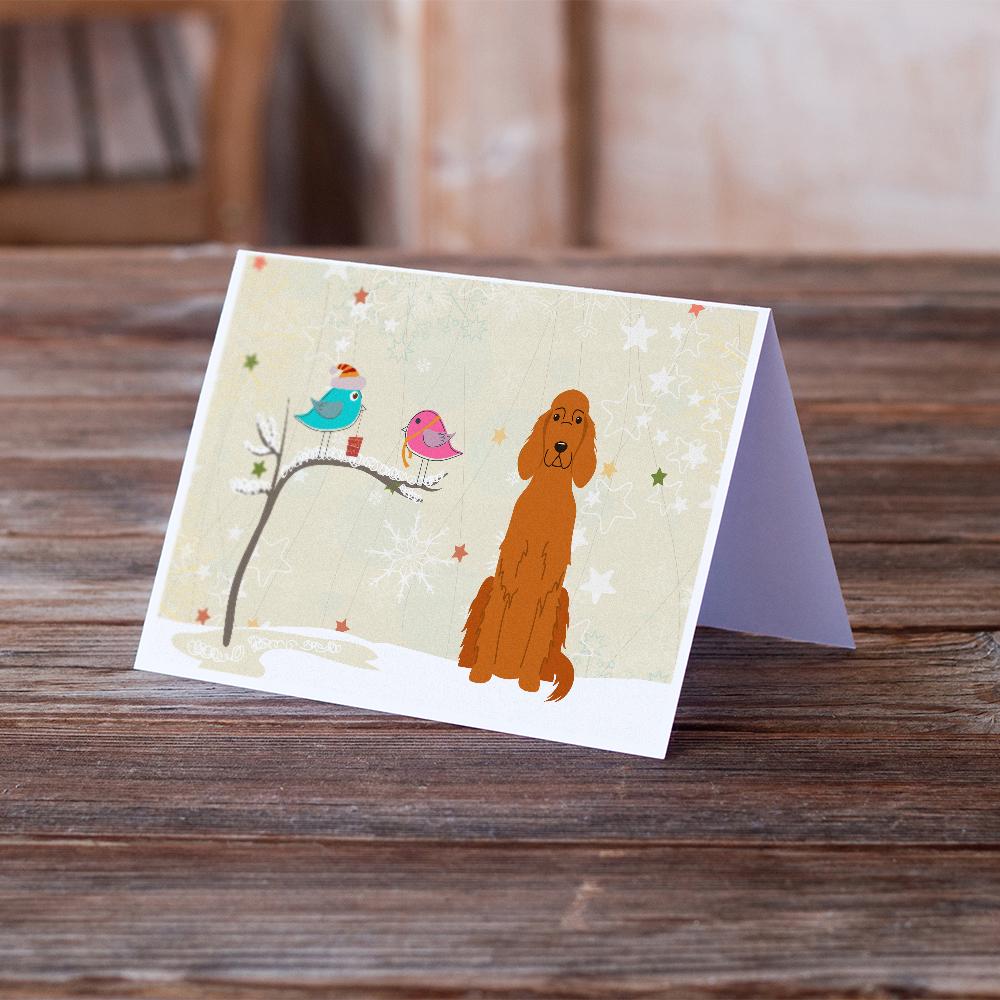 Christmas Presents between Friends Irish Setter Greeting Cards and Envelopes Pack of 8 - the-store.com