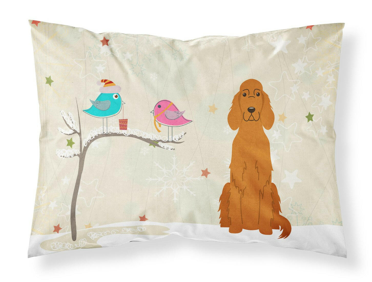 Christmas Presents between Friends Irish Setter Fabric Standard Pillowcase BB2536PILLOWCASE by Caroline's Treasures