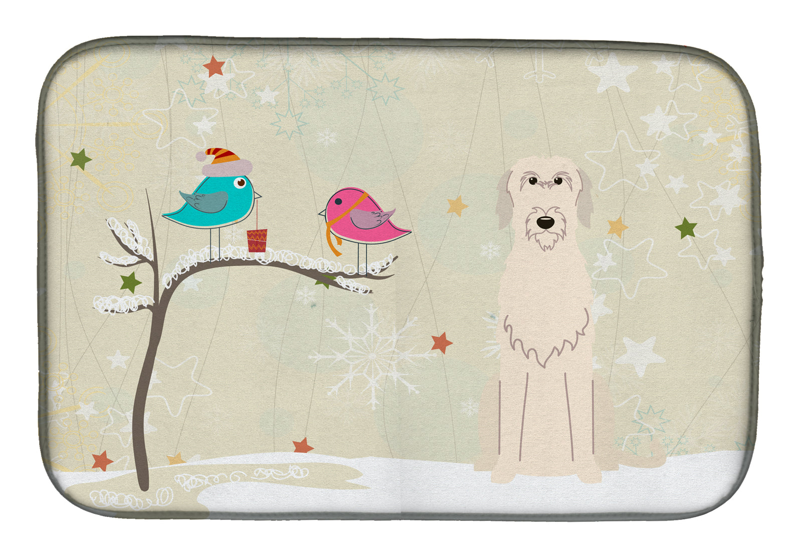 Christmas Presents between Friends Irish Wolfhound Dish Drying Mat BB2537DDM  the-store.com.