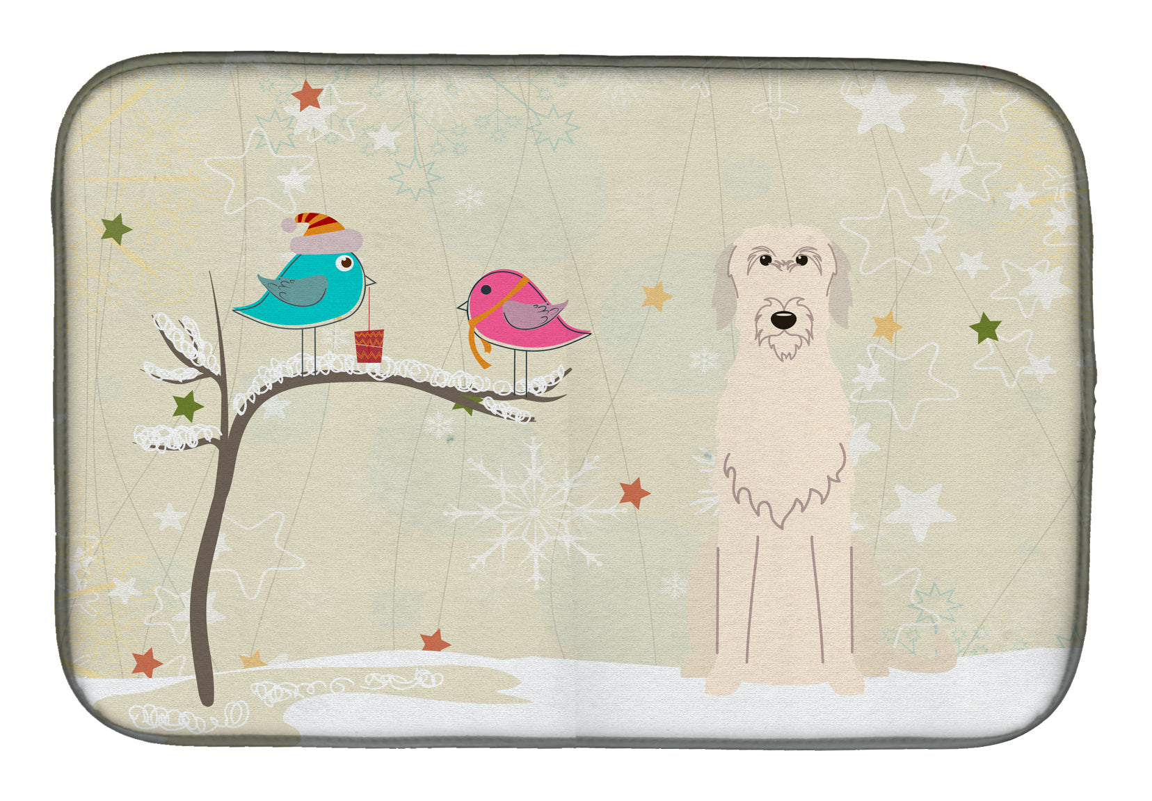 Christmas Presents between Friends Irish Wolfhound Dish Drying Mat BB2537DDM  the-store.com.