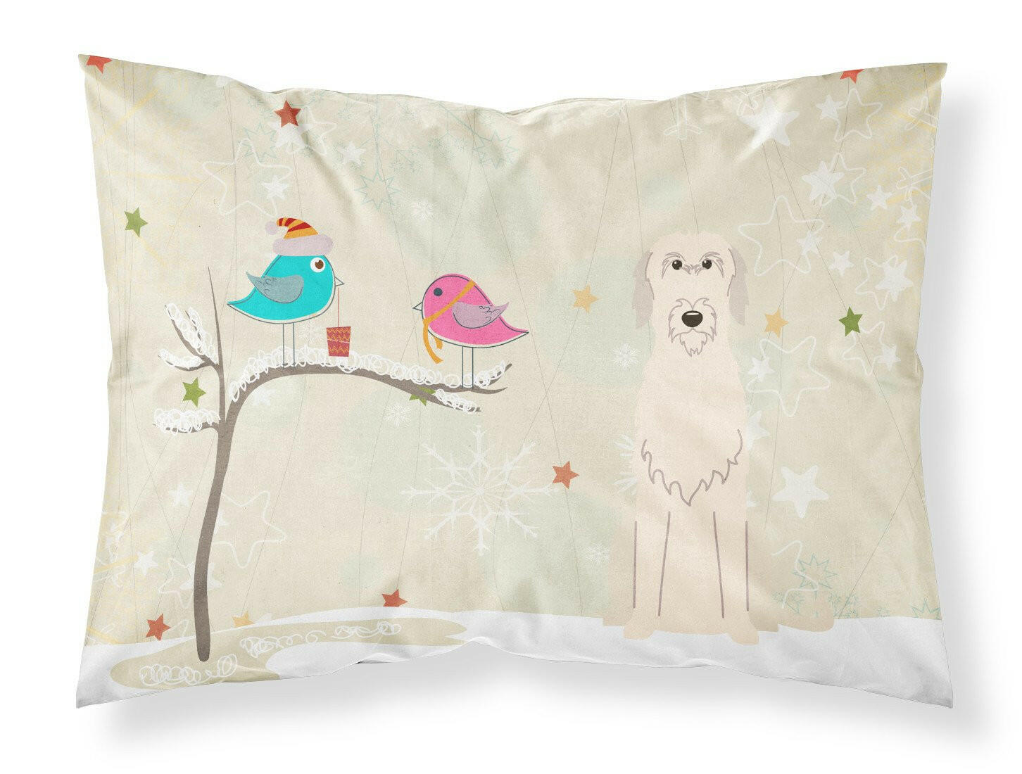 Christmas Presents between Friends Irish Wolfhound Fabric Standard Pillowcase BB2537PILLOWCASE by Caroline's Treasures