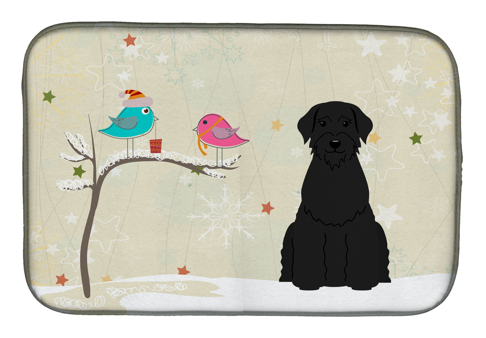 Christmas Presents between Friends Giant Schnauzer Dish Drying Mat BB2538DDM  the-store.com.