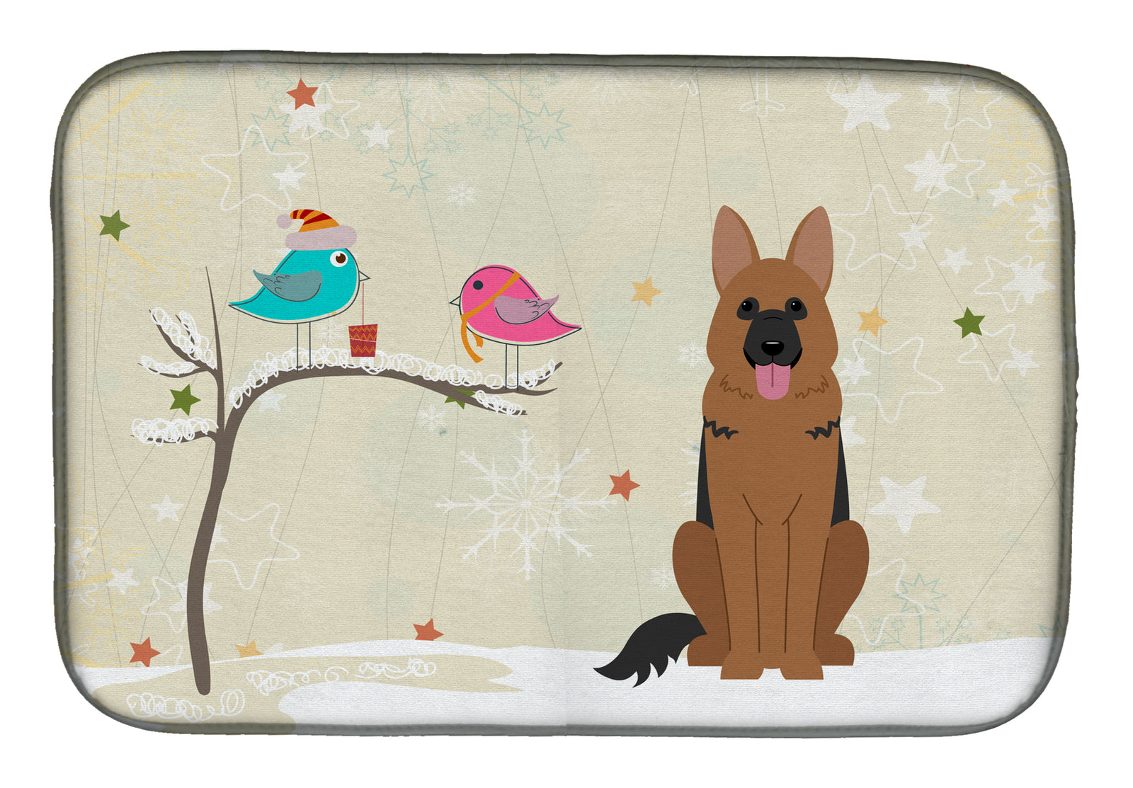 Christmas Presents between Friends German Shepherd Dish Drying Mat BB2539DDM  the-store.com.