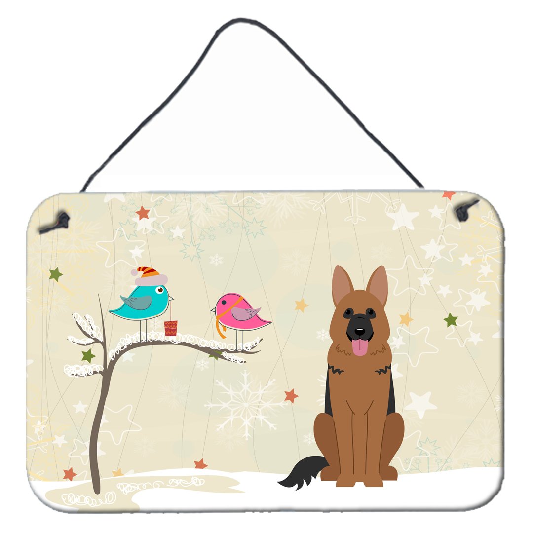 Christmas Presents between Friends German Shepherd Wall or Door Hanging Prints BB2539DS812 by Caroline's Treasures