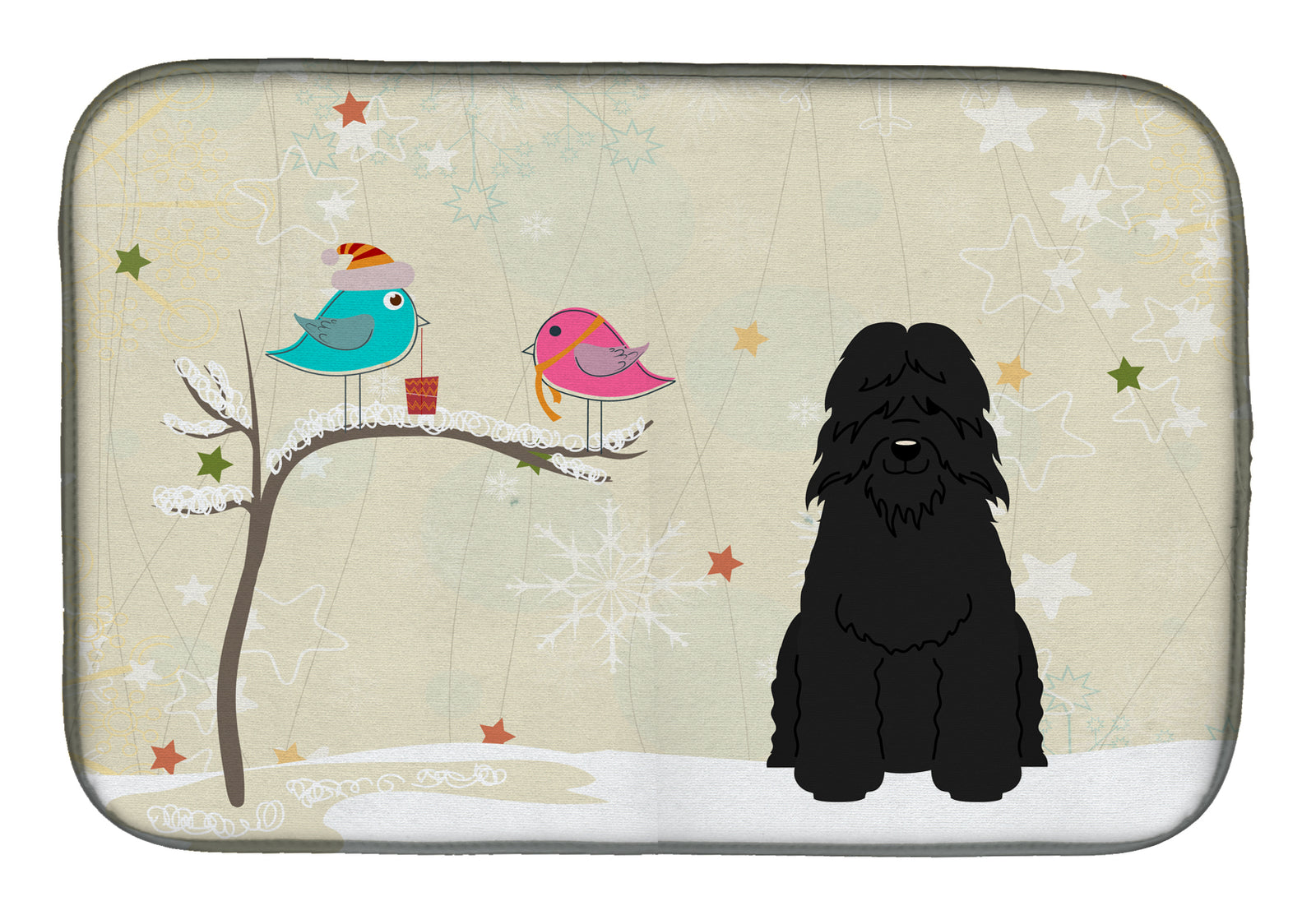 Christmas Presents between Friends Bouvier des Flandres Dish Drying Mat BB2546DDM  the-store.com.