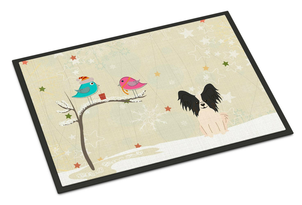 Christmas Presents between Friends Papillon Black White Indoor or Outdoor Mat 24x36 BB2548JMAT - the-store.com