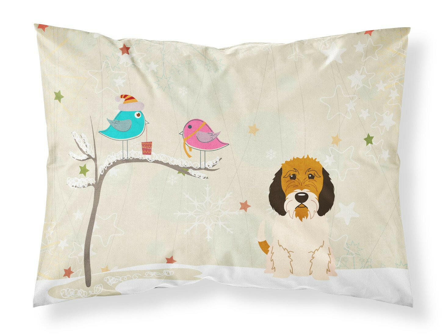 Christmas Presents between Friends Petit Basset Griffon Veenden Fabric Standard Pillowcase BB2551PILLOWCASE by Caroline's Treasures