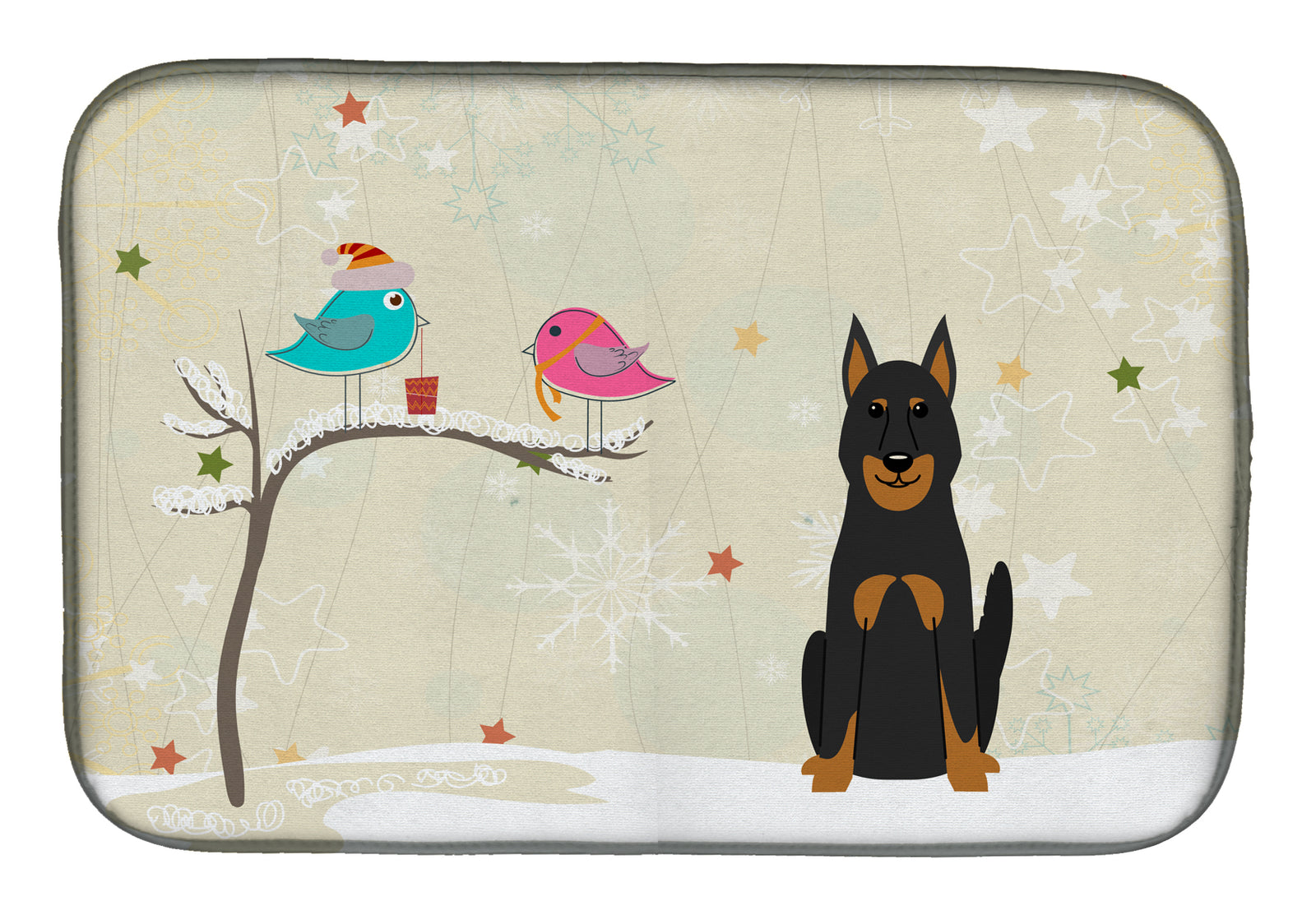 Christmas Presents between Friends Beauce Shepherd Dog Dish Drying Mat BB2552DDM  the-store.com.