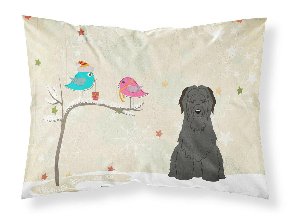 Christmas Presents between Friends Briard Black Fabric Standard Pillowcase BB2553PILLOWCASE by Caroline&#39;s Treasures