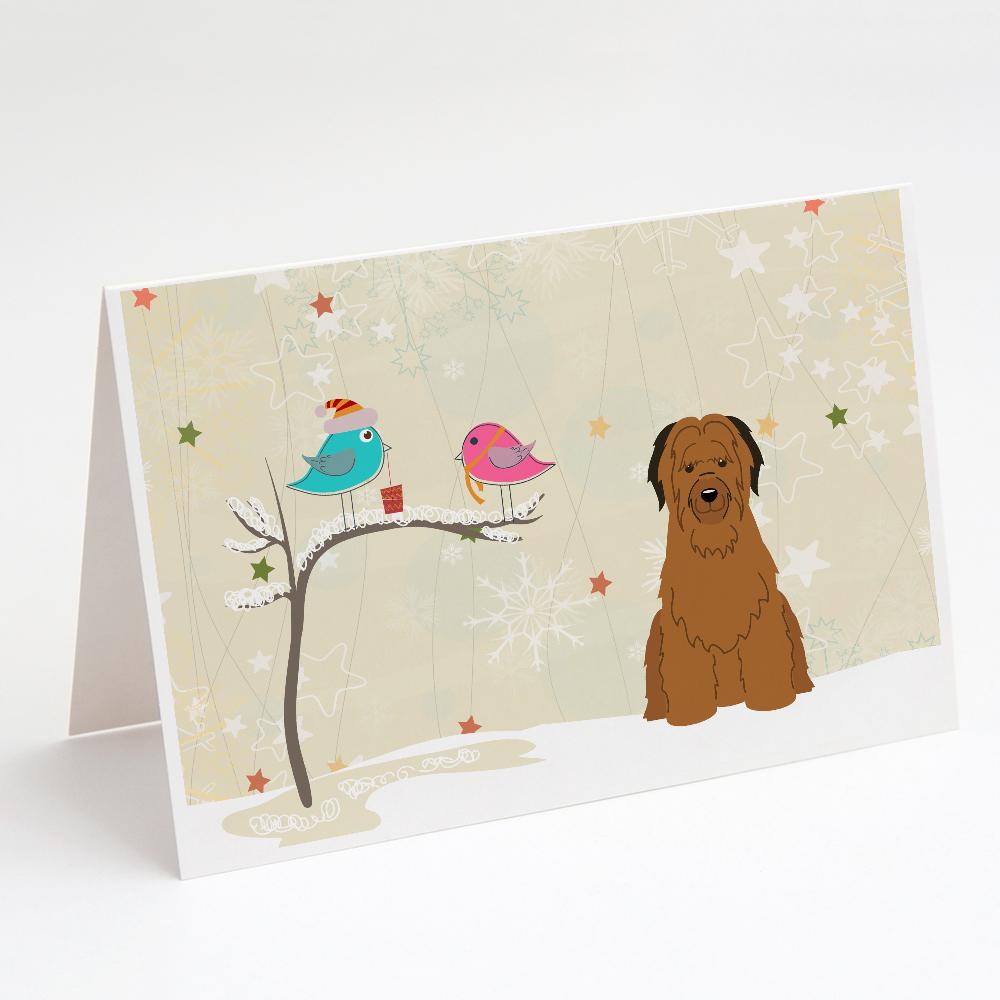 Buy this Christmas Presents between Friends Briard - Brown Greeting Cards and Envelopes Pack of 8