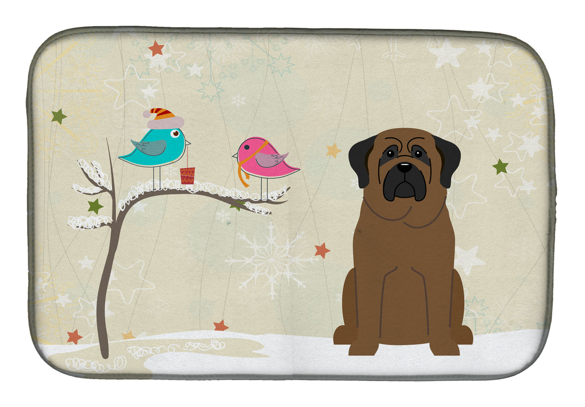 Christmas Presents between Friends Bullmastiff Dish Drying Mat BB2556DDM  the-store.com.