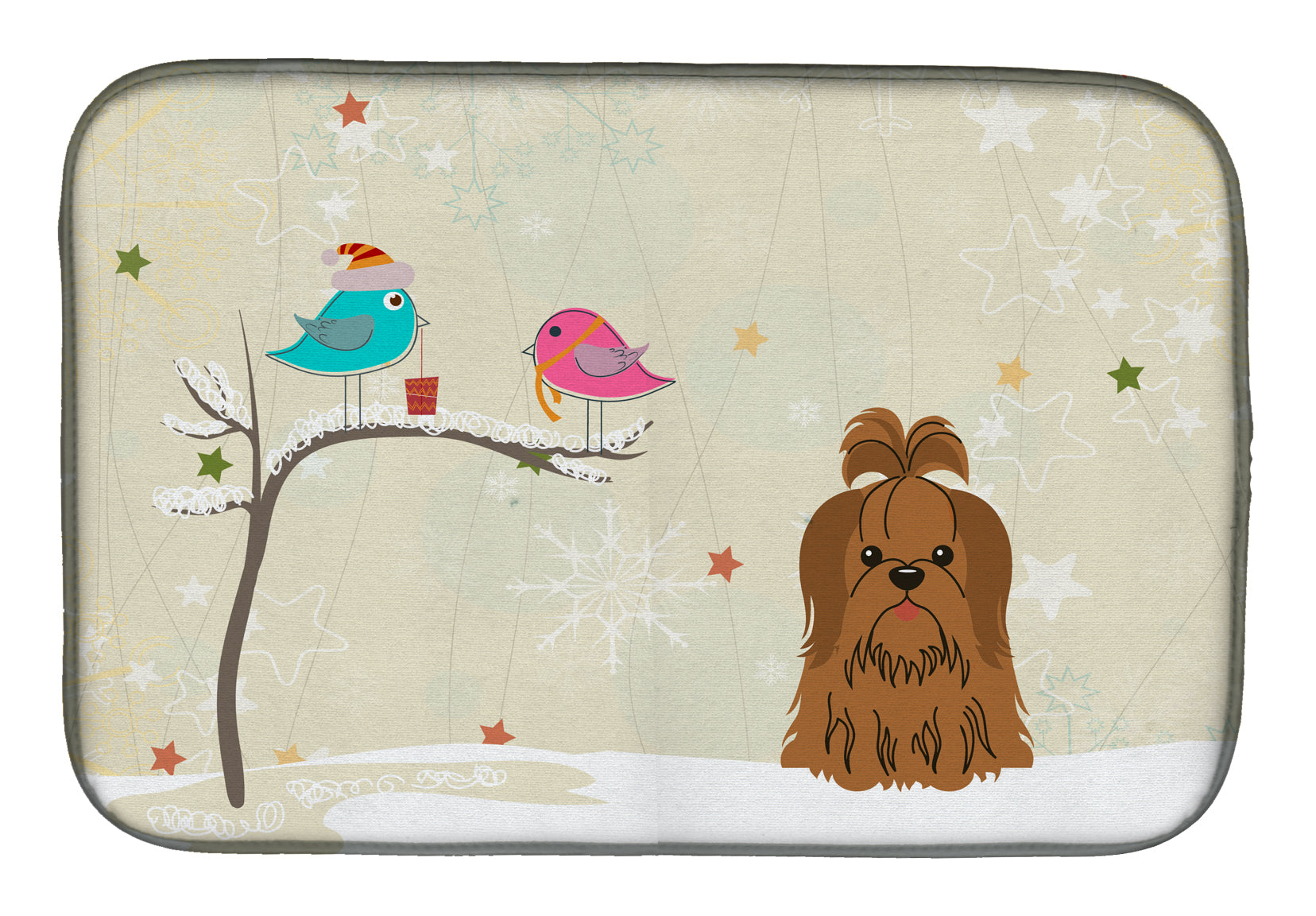 Christmas Presents between Friends Shih Tzu Chocolate Dish Drying Mat BB2558DDM  the-store.com.