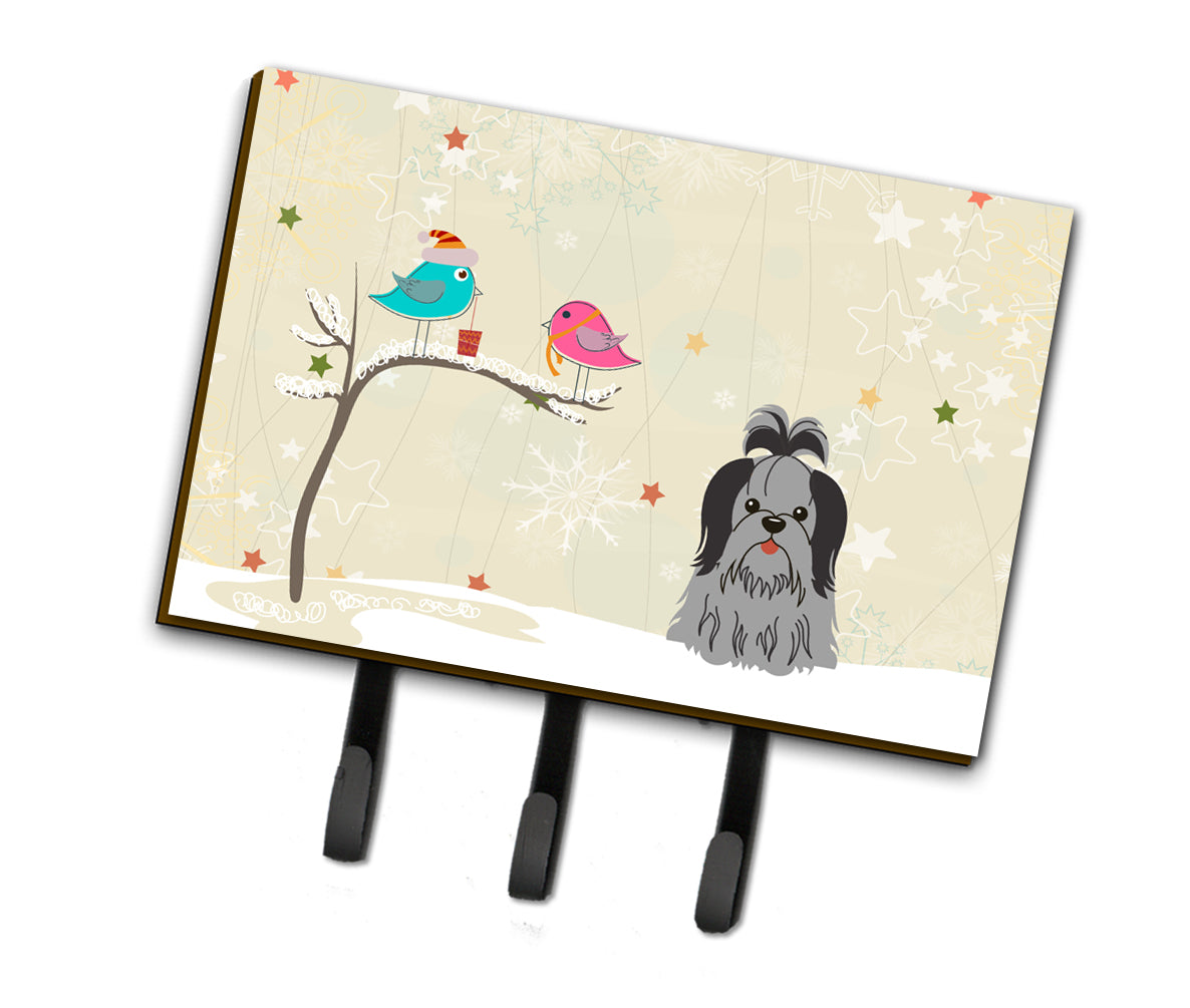 Christmas Presents between Friends Shih Tzu Black Silver Leash or Key Holder BB2561TH68  the-store.com.