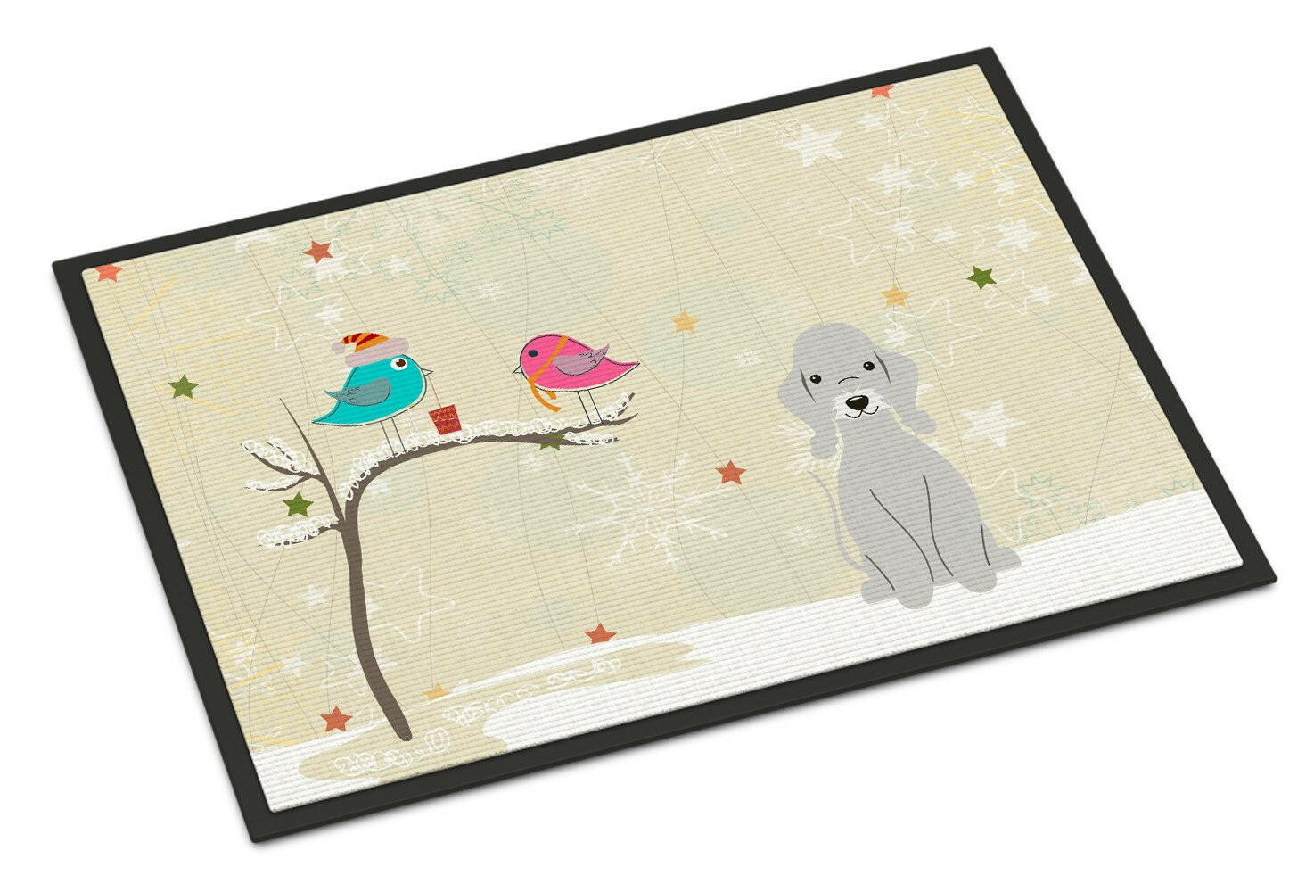 Christmas Presents between Friends Bedlington Terrier Blue Indoor or Outdoor Mat 24x36 BB2562JMAT - the-store.com