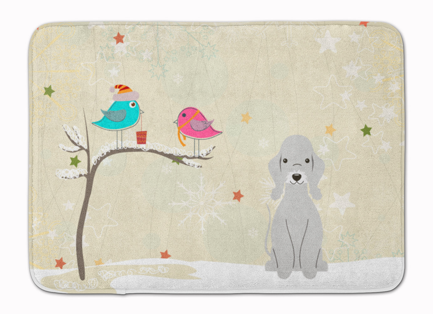 Christmas Presents between Friends Bedlington Terrier Blue Machine Washable Memory Foam Mat BB2562RUG - the-store.com