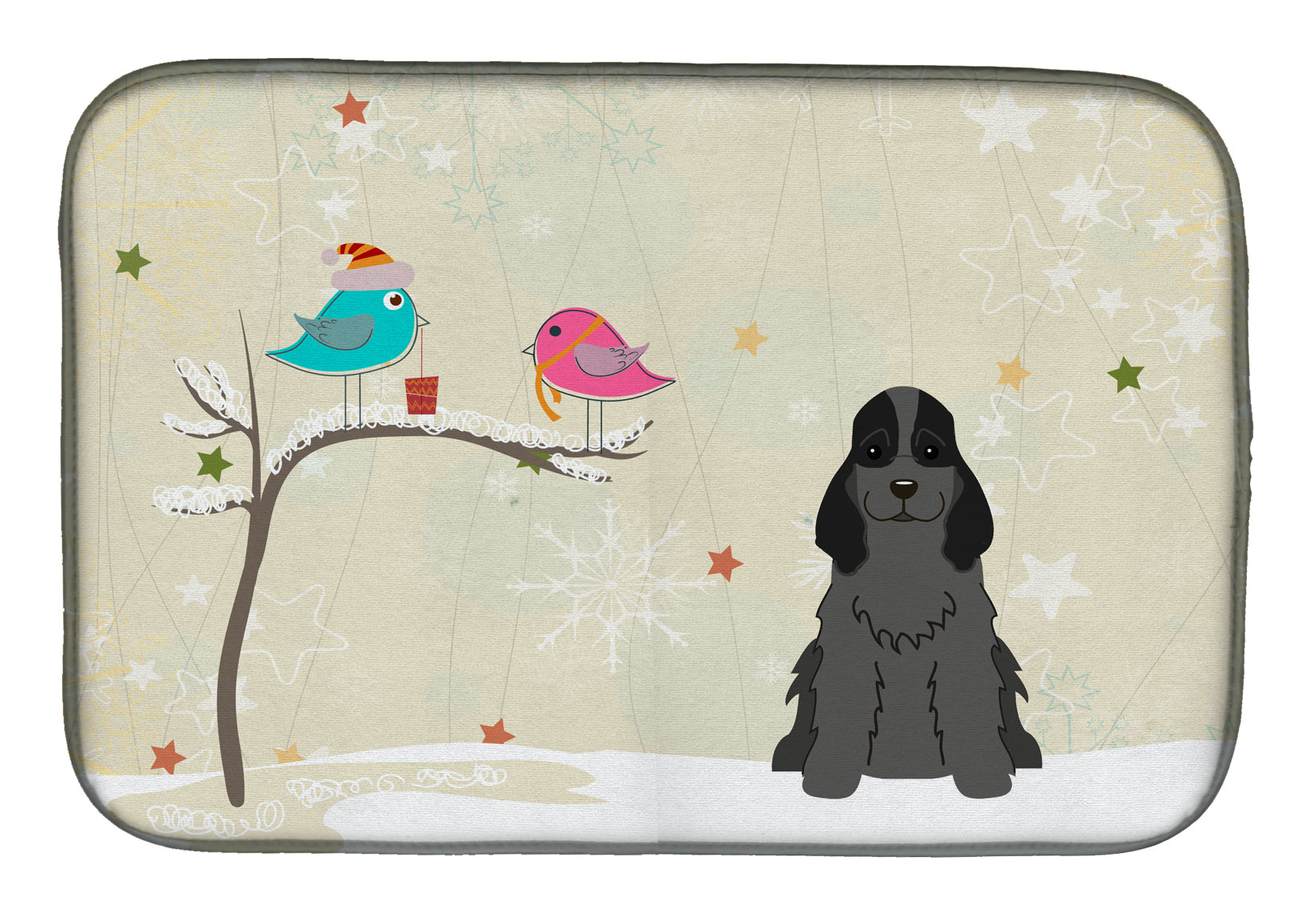 Christmas Presents between Friends Cocker Spaniel Black Dish Drying Mat BB2564DDM  the-store.com.