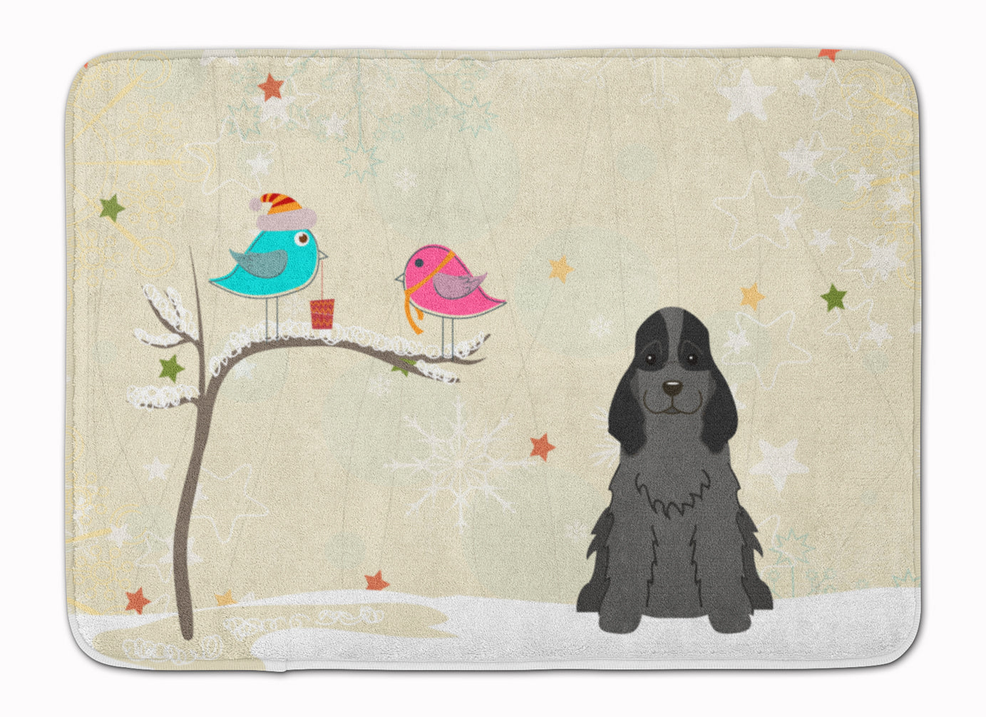 Christmas Presents between Friends Cocker Spaniel Black Machine Washable Memory Foam Mat BB2564RUG - the-store.com