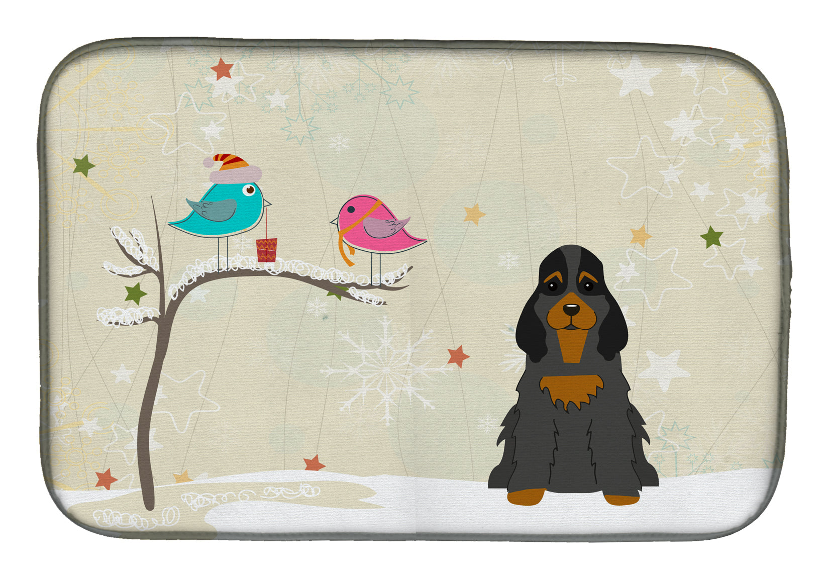 Christmas Presents between Friends Cocker Spaniel Black Tan Dish Drying Mat BB2565DDM  the-store.com.