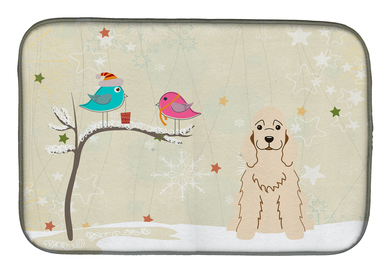 Christmas Presents between Friends Cocker Spaniel Buff Dish Drying Mat BB2566DDM  the-store.com.