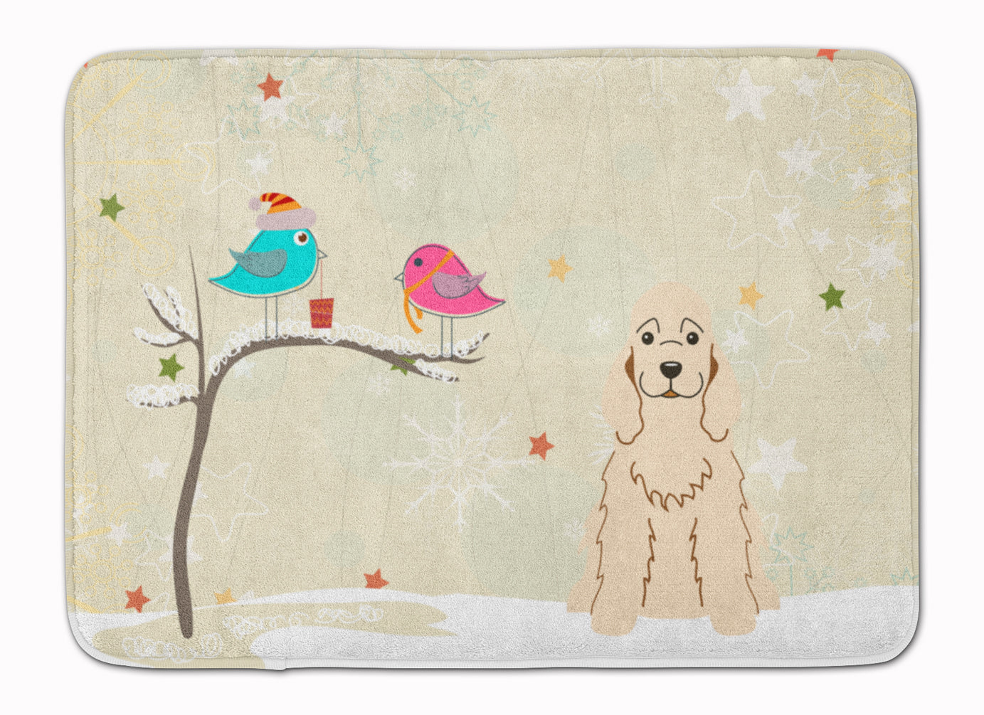 Christmas Presents between Friends Cocker Spaniel Buff Machine Washable Memory Foam Mat BB2566RUG - the-store.com