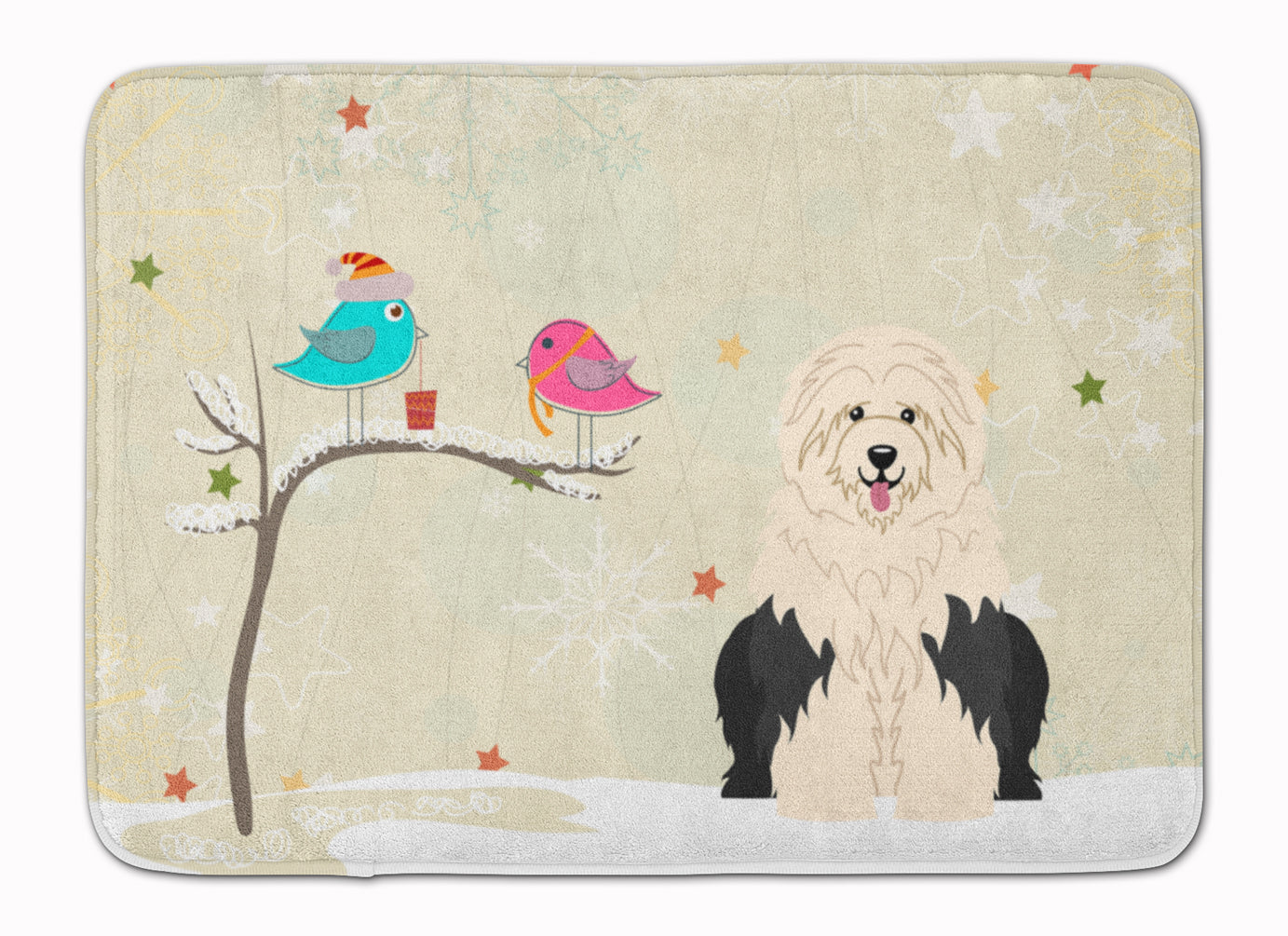 Christmas Presents between Friends Old English Sheepdog Machine Washable Memory Foam Mat BB2568RUG - the-store.com