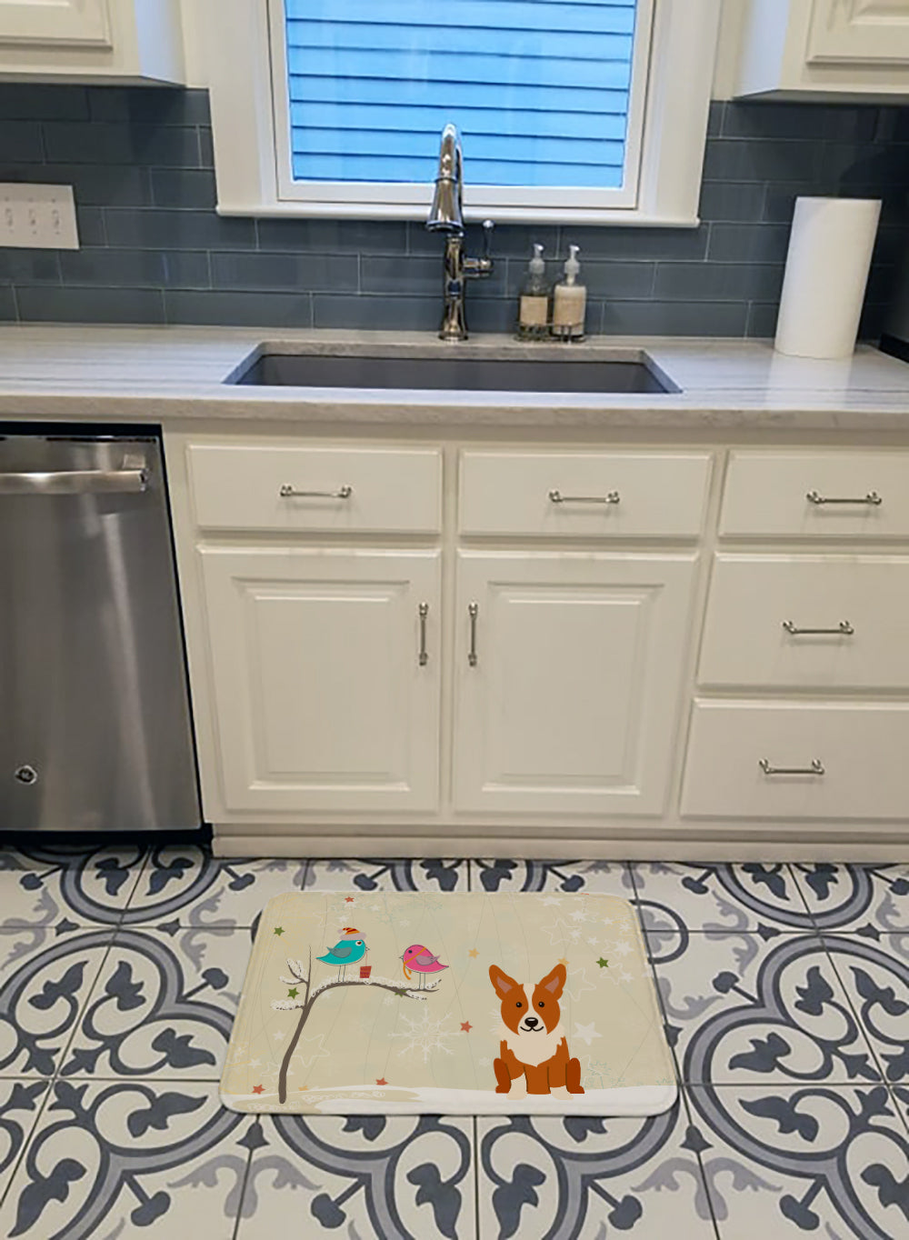 Christmas Presents between Friends Corgi Machine Washable Memory Foam Mat BB2572RUG - the-store.com