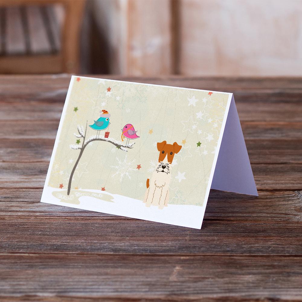 Christmas Presents between Friends Fox Terrier - Wire Greeting Cards and Envelopes Pack of 8 - the-store.com