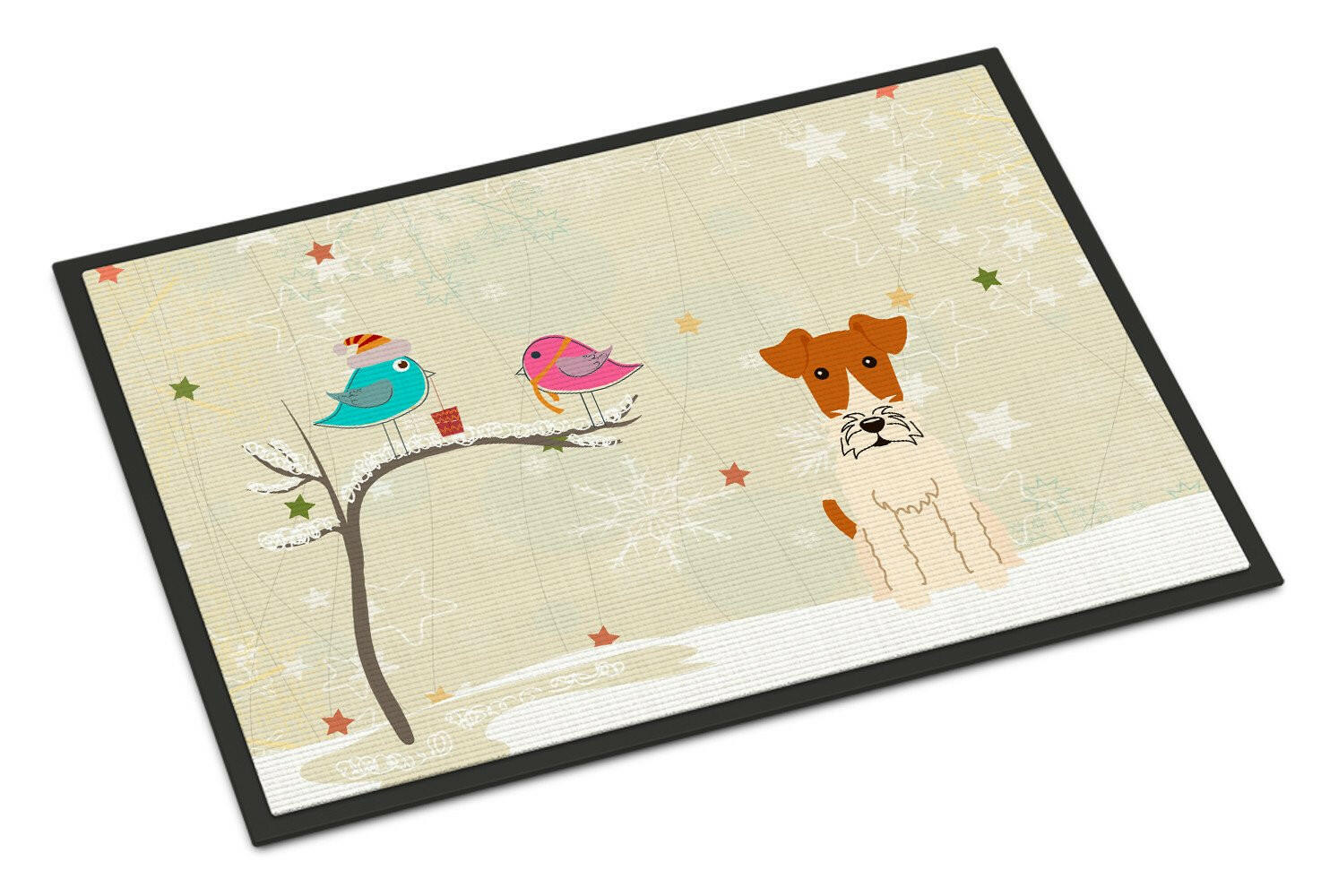 Christmas Presents between Friends Wire Fox Terrier Indoor or Outdoor Mat 24x36 BB2573JMAT - the-store.com