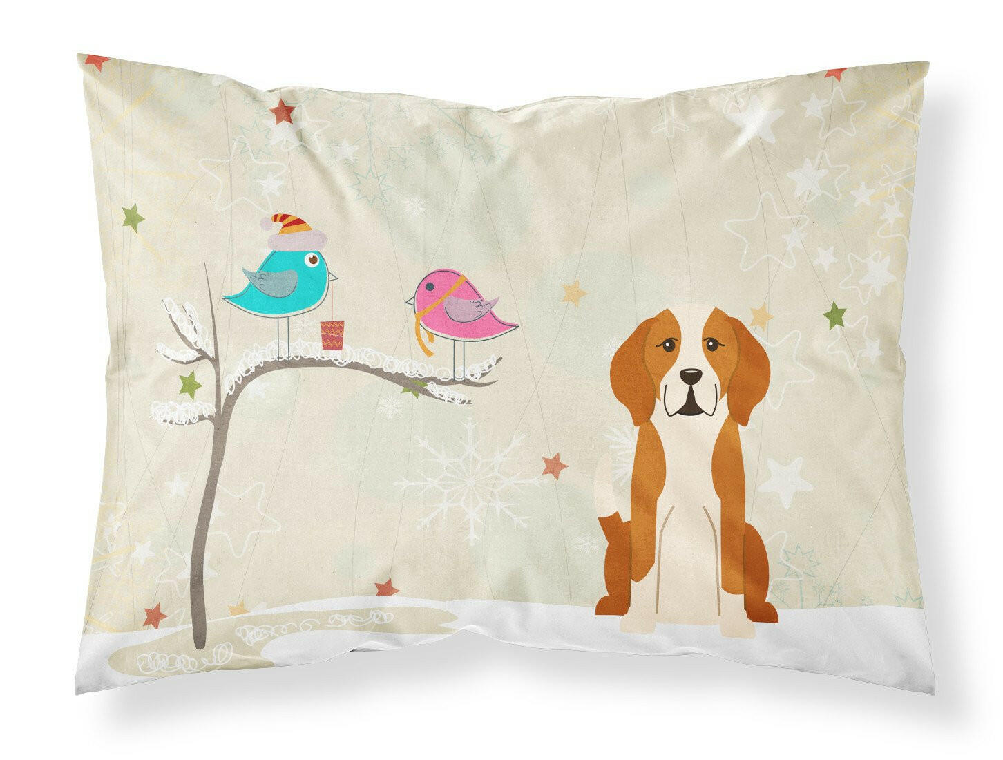 Christmas Presents between Friends English Foxhound Fabric Standard Pillowcase BB2582PILLOWCASE by Caroline's Treasures