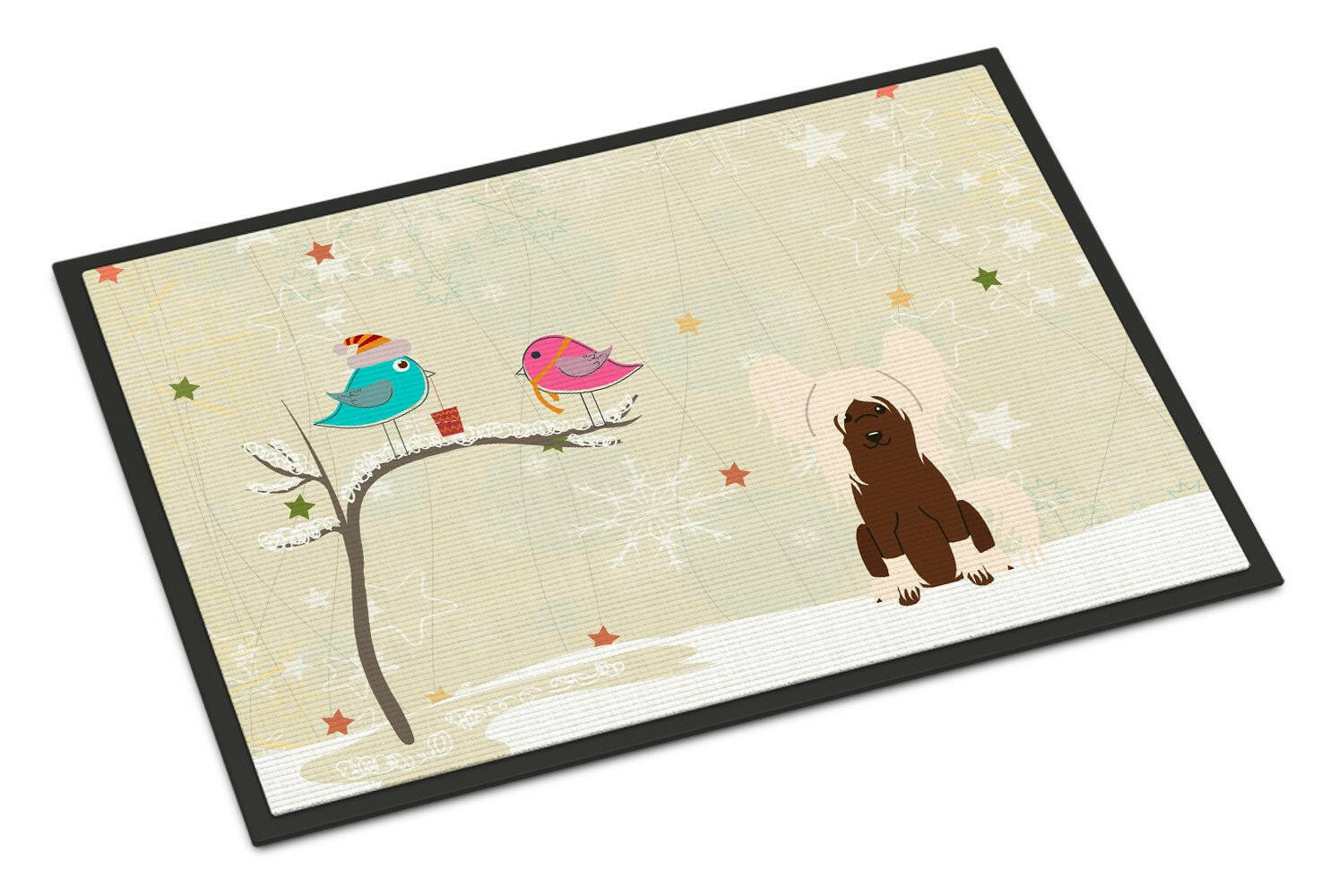 Christmas Presents between Friends Chinese Crested Cream Indoor or Outdoor Mat 18x27 BB2585MAT - the-store.com