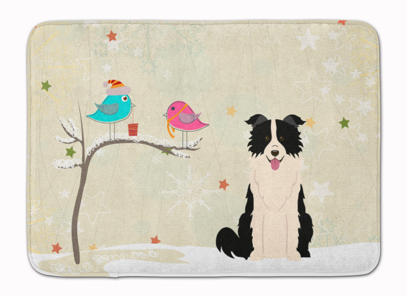 Christmas Presents between Friends Border Collie Black White Machine Washable Memory Foam Mat BB2590RUG - the-store.com