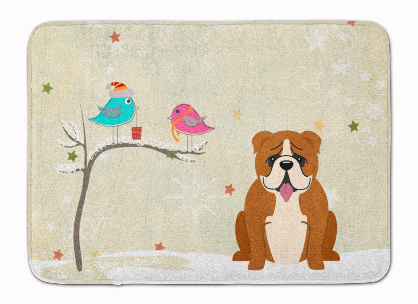 Christmas Presents between Friends English Bulldog Red White Machine Washable Memory Foam Mat BB2592RUG - the-store.com