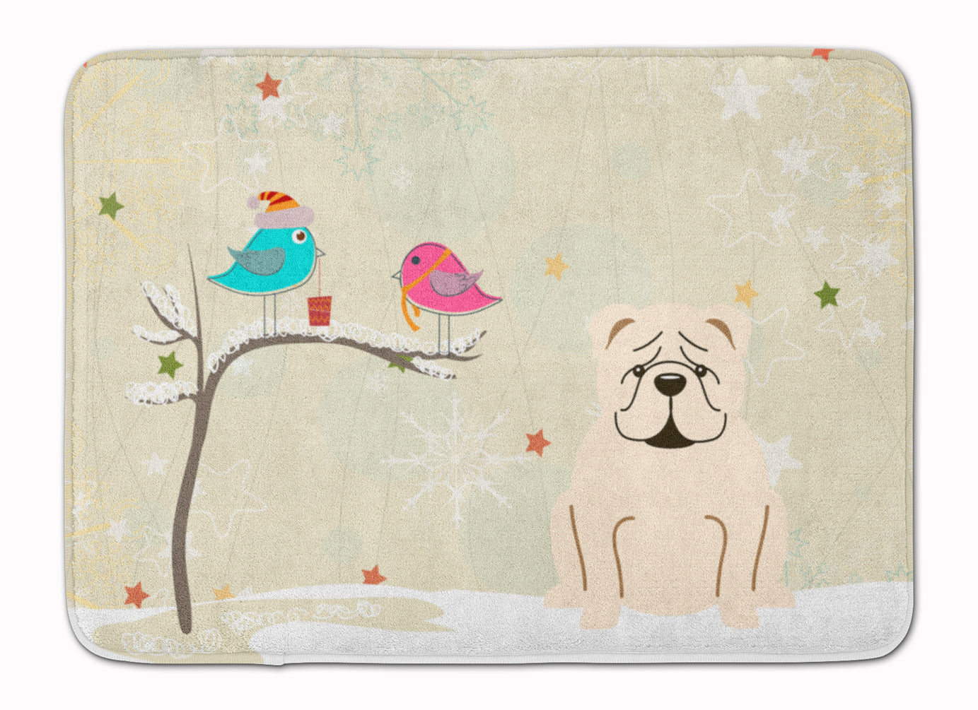 Christmas Presents between Friends English Bulldog White Machine Washable Memory Foam Mat BB2595RUG - the-store.com