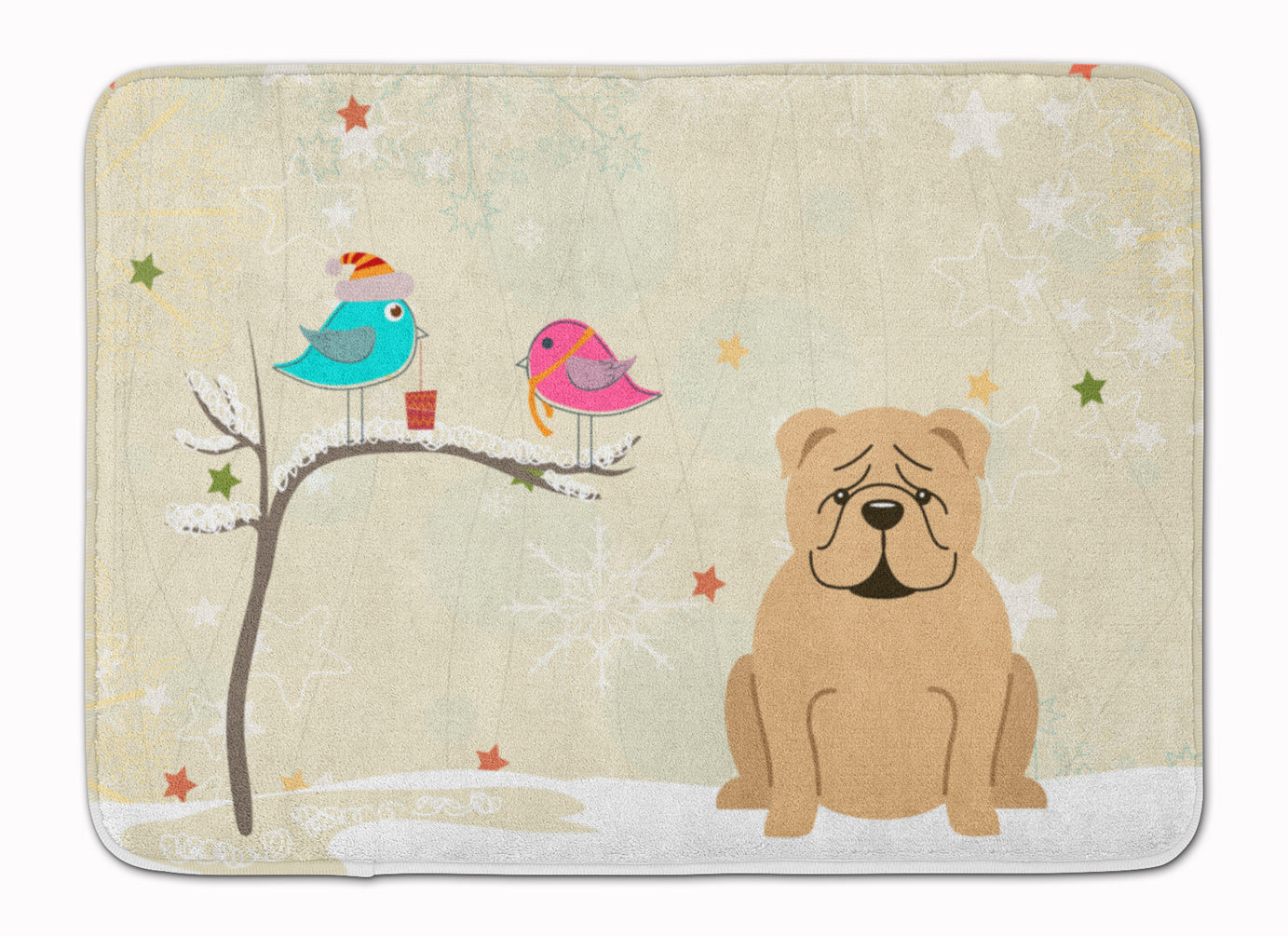 Christmas Presents between Friends English Bulldog Fawn Machine Washable Memory Foam Mat BB2596RUG - the-store.com