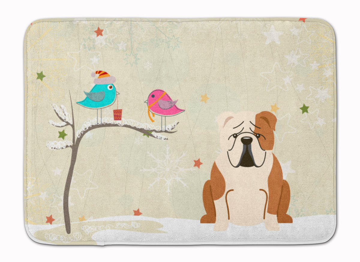 Christmas Presents between Friends English Bulldog Fawn White Machine Washable Memory Foam Mat BB2597RUG - the-store.com