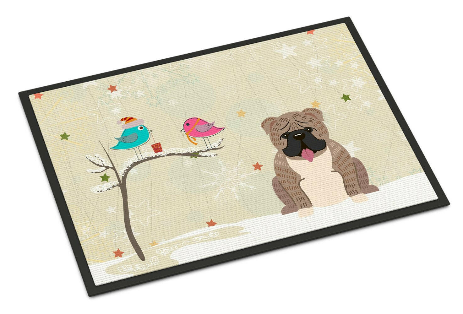 Christmas Presents between Friends English Bulldog Grey Brindle  Indoor or Outdoor Mat 24x36 BB2598JMAT - the-store.com