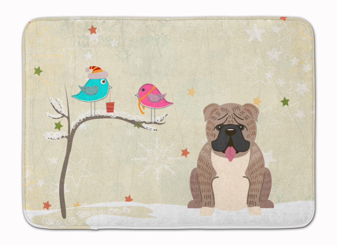 Christmas Presents between Friends English Bulldog Grey Brindle  Machine Washable Memory Foam Mat BB2598RUG - the-store.com