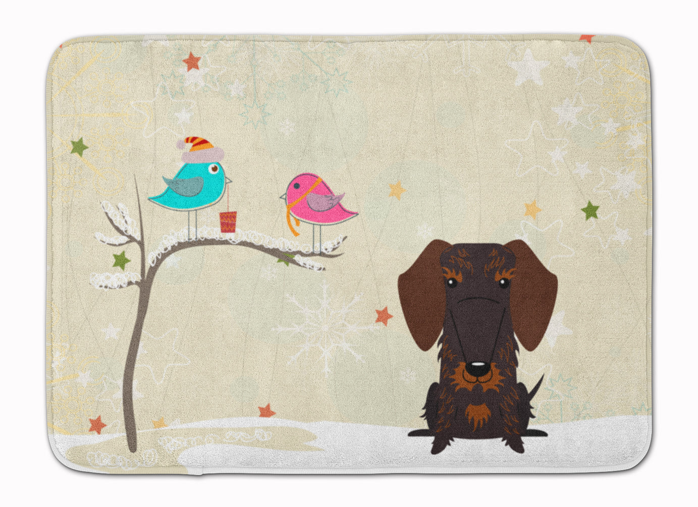 Christmas Presents between Friends Wire Haired Dachshund Chocolate Machine Washable Memory Foam Mat BB2601RUG - the-store.com