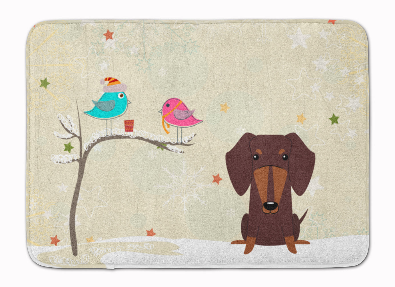 Christmas Presents between Friends Dachshund Chocolate Machine Washable Memory Foam Mat BB2603RUG - the-store.com