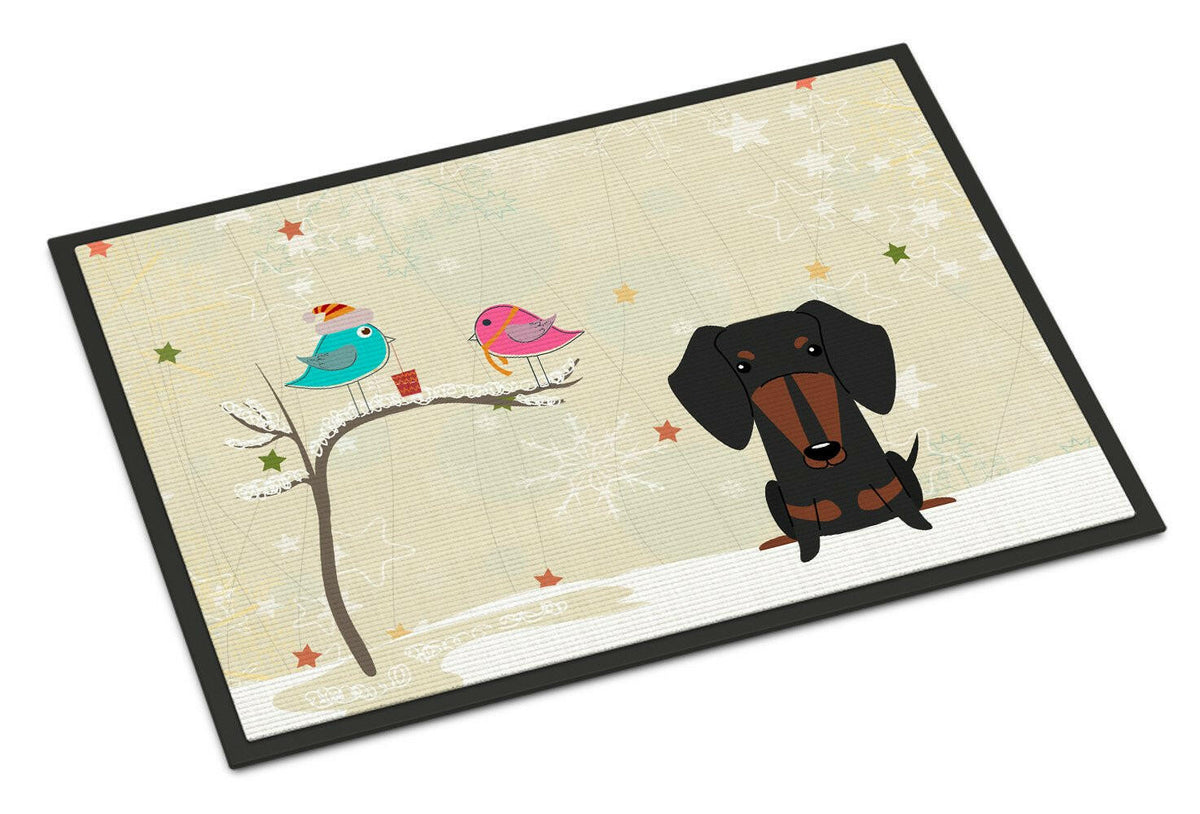 Christmas Presents between Friends Dachshund Black Tan Indoor or Outdoor Mat 18x27 BB2604MAT - the-store.com