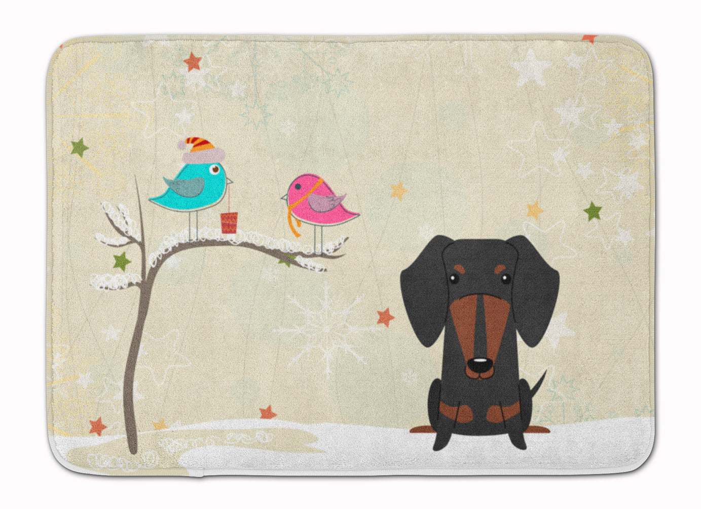 Christmas Presents between Friends Dachshund Black Tan Machine Washable Memory Foam Mat BB2604RUG - the-store.com