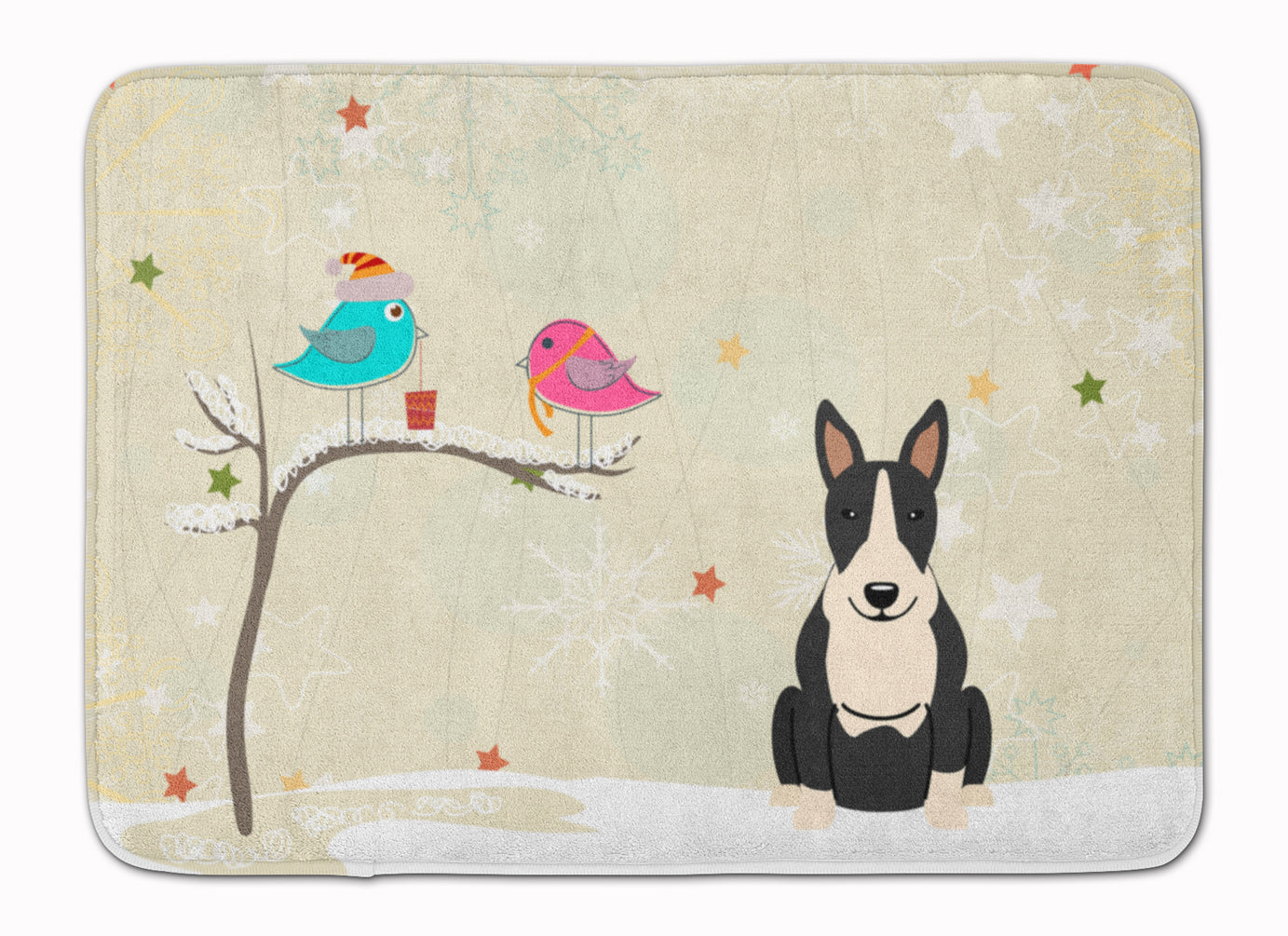 Christmas Presents between Friends Bull Terrier Black White Machine Washable Memory Foam Mat BB2605RUG - the-store.com