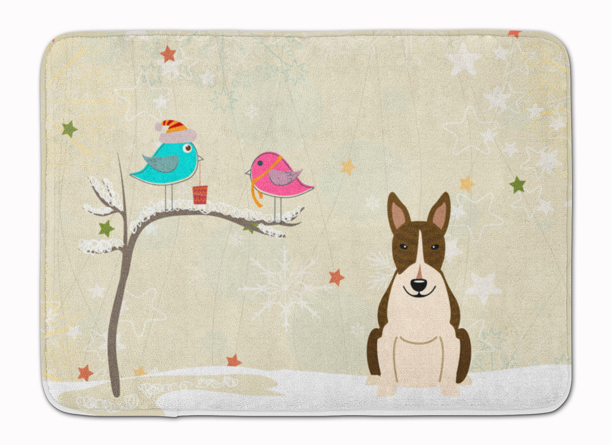 Christmas Presents between Friends Bull Terrier Dark Brindle Machine Washable Memory Foam Mat BB2608RUG - the-store.com