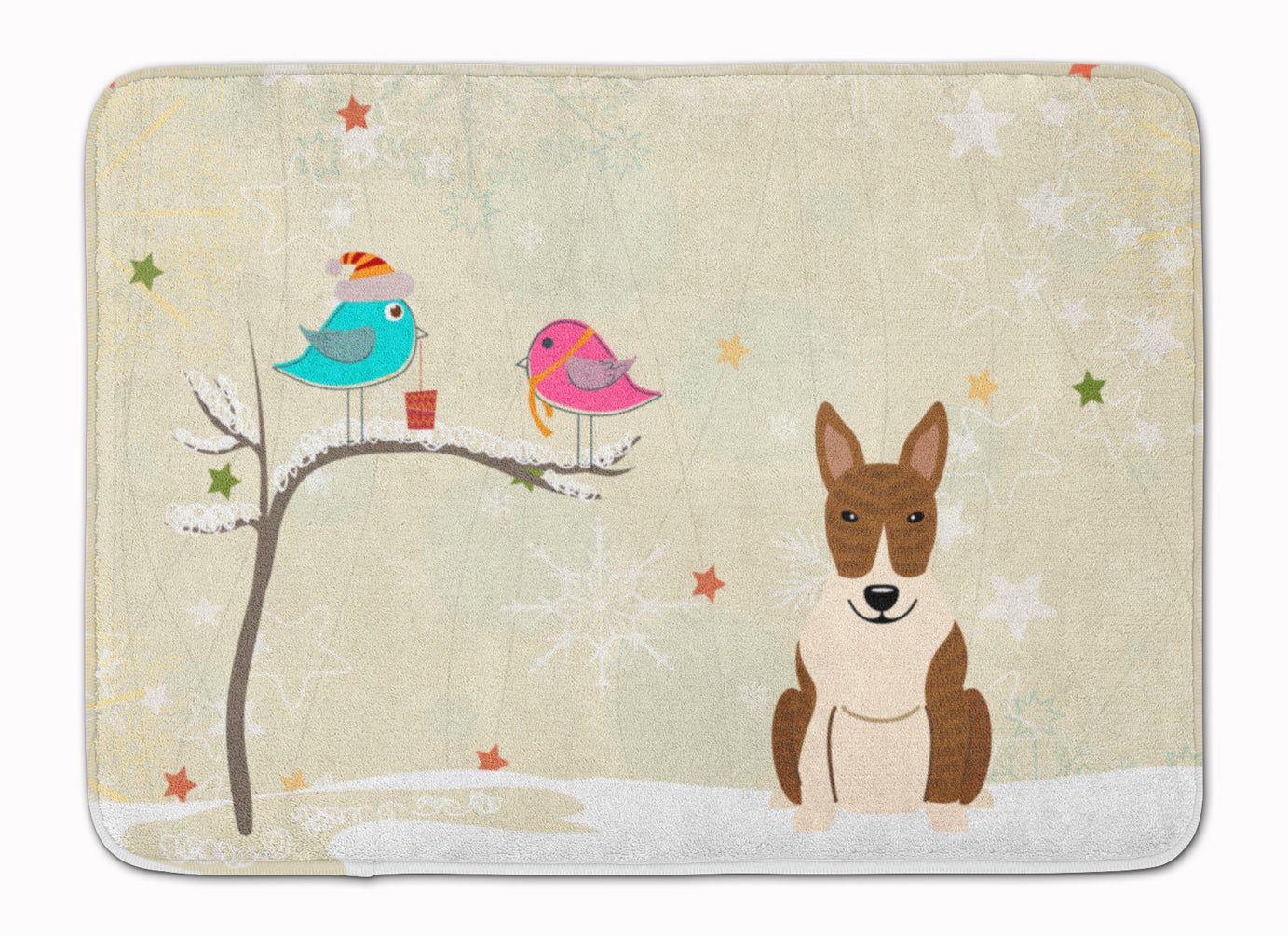 Christmas Presents between Friends Bull Terrier Brindle Machine Washable Memory Foam Mat BB2609RUG - the-store.com