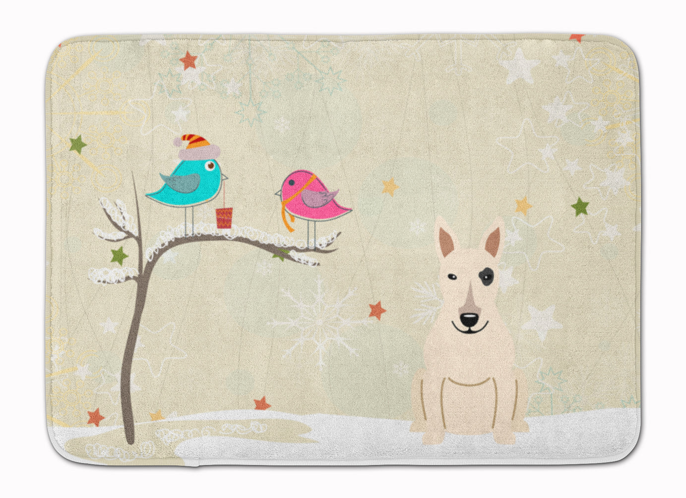 Christmas Presents between Friends Bull Terrier White Machine Washable Memory Foam Mat BB2610RUG - the-store.com