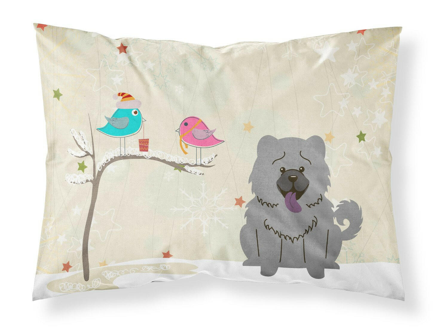 Christmas Presents between Friends Chow Chow Blue Fabric Standard Pillowcase BB2611PILLOWCASE by Caroline's Treasures